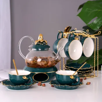New Design Glass Teapot And Ceramic Green Lid Heat Preseveration Candle Holder Teapot Set Cup Saucer Juice Tea Water Kettle
New Design Glass Teapot And Ceramic Green Lid Heat Preseveration Candle Holder Teapot Set Cup Saucer Juice Tea Water Kettle