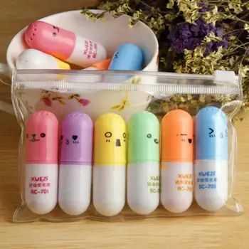 6Pcs/lot Capsules Highlighter Vitamin Pill Highlight Marker Color Pens Stationery Office School Supplies Cute Highlighter Pen 
6Pcs/lot Capsules Highlighter Vitamin Pill Highlight Marker Color Pens Stationery Office School Supplies Cute Highlighter Pen