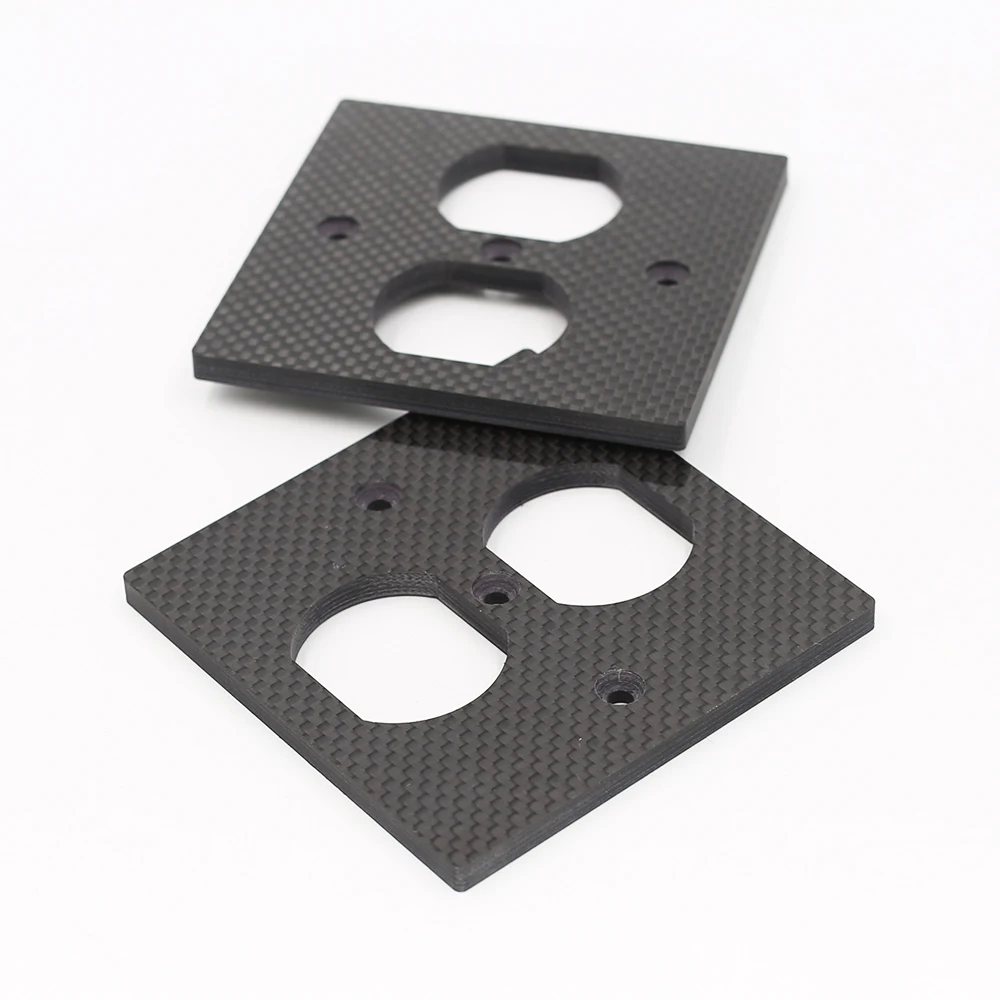 

High Quality Carbon fiber US Socket AC Power Duple Receptacle Cover Outlet Wall Plate Panel 8.5x8.5cm