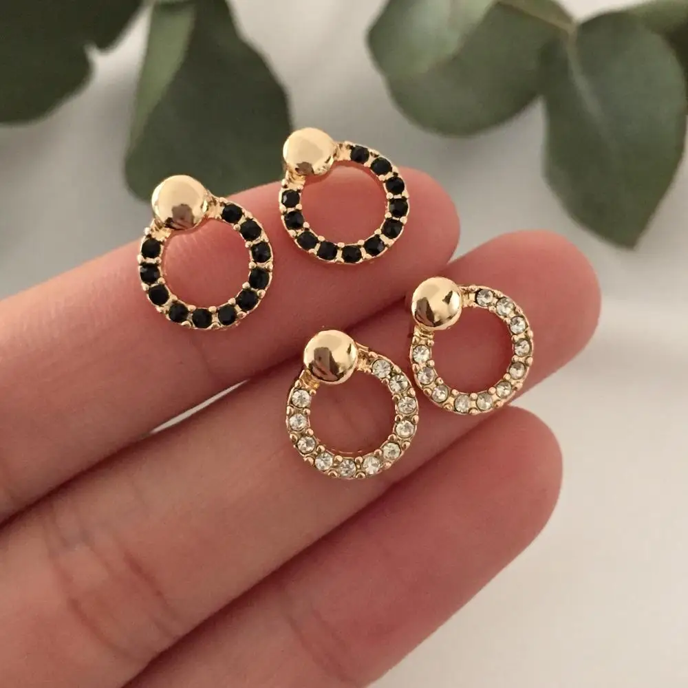 Mini Gold Color Black Or Clear Stone Paving Round Circle Small Stud Earrings For Women Girl Delicate Accessorry
Mini Gold Color Black Or Clear Stone Paving Round Circle Small Stud Earrings For Women Girl Delicate Accessorry