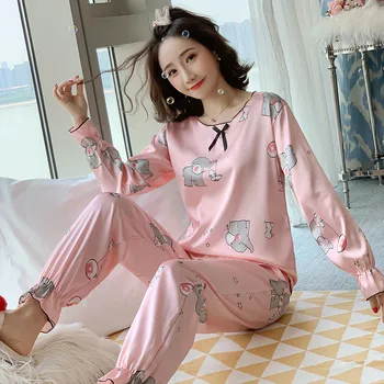 2 Pcs Long Sleeve + Pants Premium Pajamas For Women Spring Autumn Luxury Silk Good Quality Pajama Sets For Woman Nice Home Wear
2 Pcs Long Sleeve + Pants Premium Pajamas For Women Spring Autumn Luxury Silk Good Quality Pajama Sets For Woman Nice Home Wear