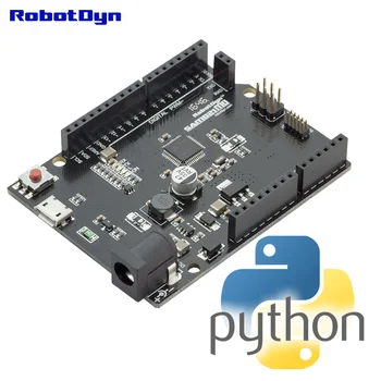 MicroPython SAMD21 M0 board. 32-bit ARM Cortex M0 core. Ardulno form R3. Python board.
MicroPython SAMD21 M0 board. 32-bit ARM Cortex M0 core. Ardulno form R3. Python board.