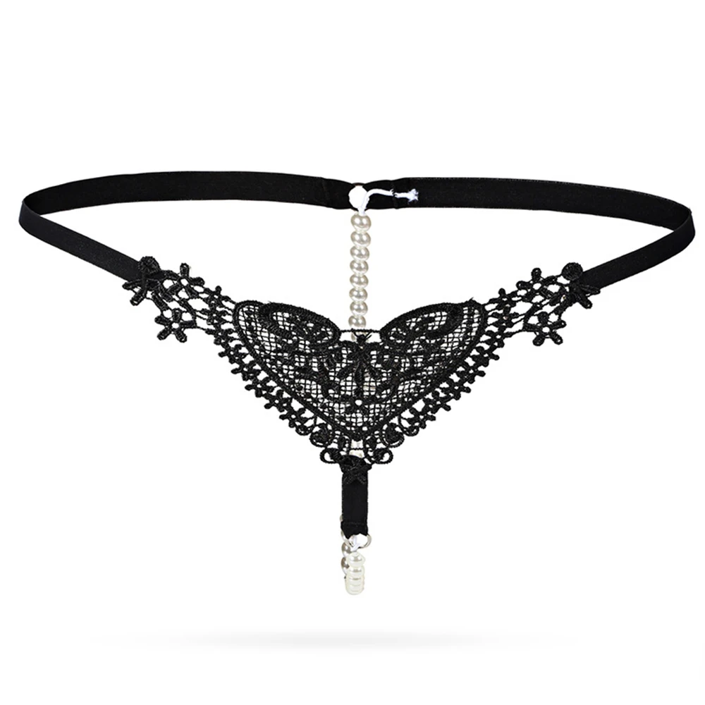 Трусики с жемчужной нитью Erolanta Joan, черные, 42-44 УТ-00004609XS/S - Erolanta - Трусики с доступом - Купить