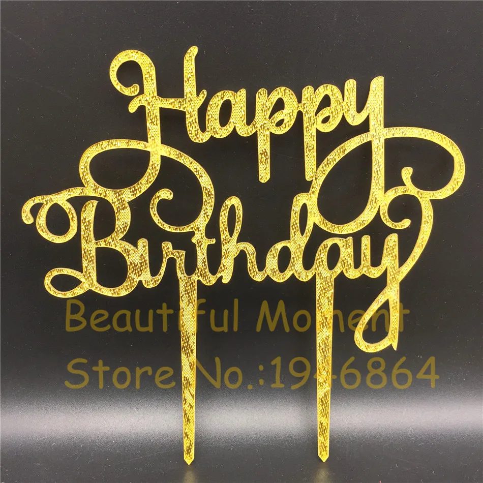 1 pcs acrylic happy birthday cake topper for birthday cupcake