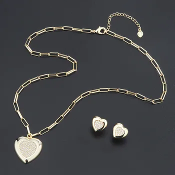 2020 Hot New Gold Copper Heart White AAA Cubic Zirconia Women's Earrings Necklace Wedding Party Fashion Jewelry Sets Gift
2020 Hot New Gold Copper Heart White AAA Cubic Zirconia Women's Earrings Necklace Wedding Party Fashion Jewelry Sets Gift