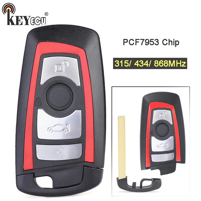 KEYECU 315/434/868 МГц PCF7945 PCF7953 чип CAS4 +/FEM Замена 4 кнопки дистанционный ключ брелок для BMW 1