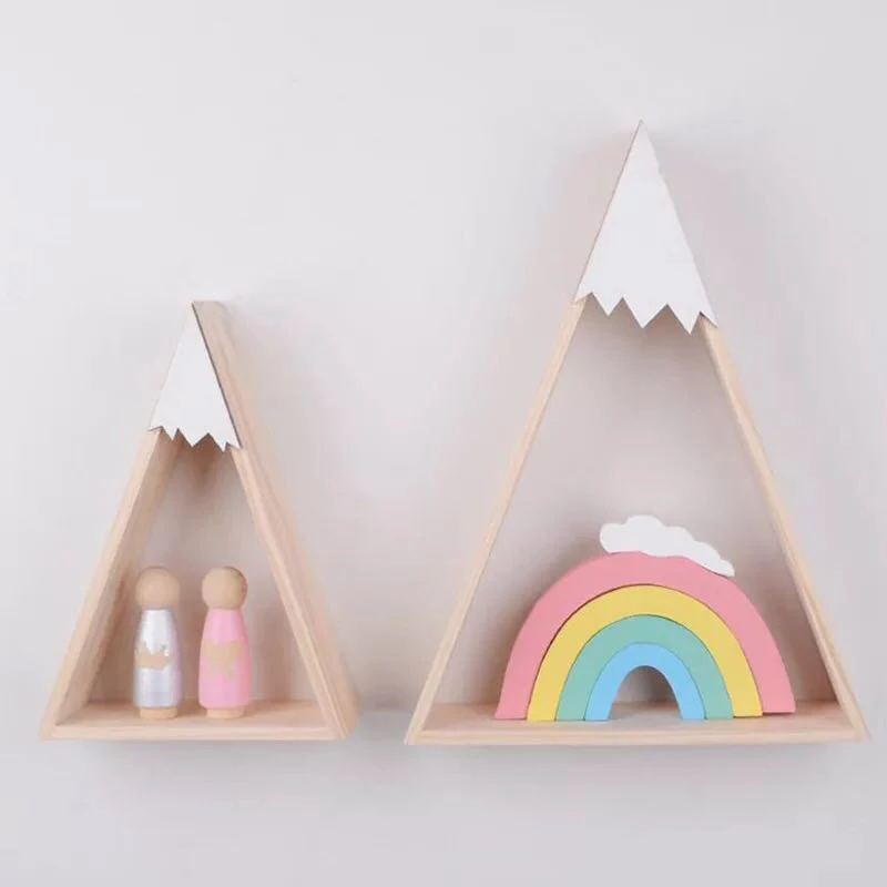2PCS/ LOT Kids Room Wall Wooden Shelf For Nursery Decor Nordic Mountain Wood Children Boy Girl | Дом и сад