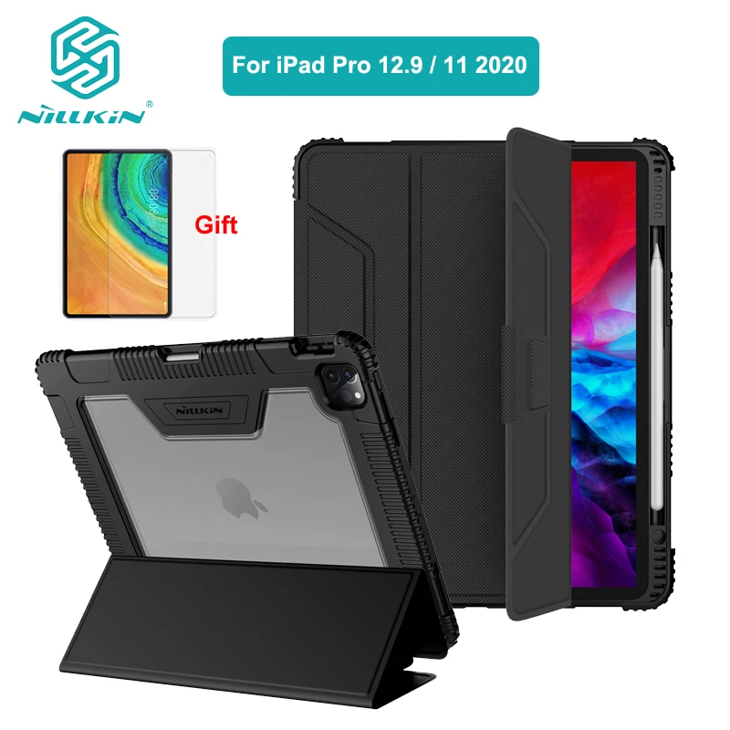 For iPad Pro 12.9 / 11 2020 Nillkin Shockproof PU Leather Smart Cover Case Stand with Pencil Holder Free Screen Protector Film
For iPad Pro 12.9 / 11 2020 Nillkin Shockproof PU Leather Smart Cover Case Stand with Pencil Holder Free Screen Protector Film
