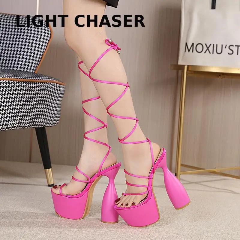 

2022 New Summer Sexy Women's Sandals Personality Strappy Sandals Flip-flops Thick High-heeled Platform High-heeled Shoes Women