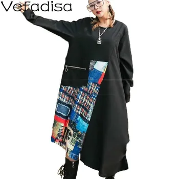 Vefadisa Print Patchwork Women Dress Black 2020 Spring Zipper Long Sleeve Dress Loose Women Irregular Dress Casual QYF2170
Vefadisa Print Patchwork Women Dress Black 2020 Spring Zipper Long Sleeve Dress Loose Women Irregular Dress Casual QYF2170
