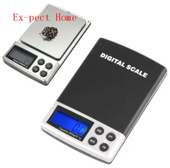 

100pcs/lot by dhl fedex 2kg 2000g x 0.1g Electronic Digital Jewelry Weighing Portable Kitchen Scales Balance adapter
