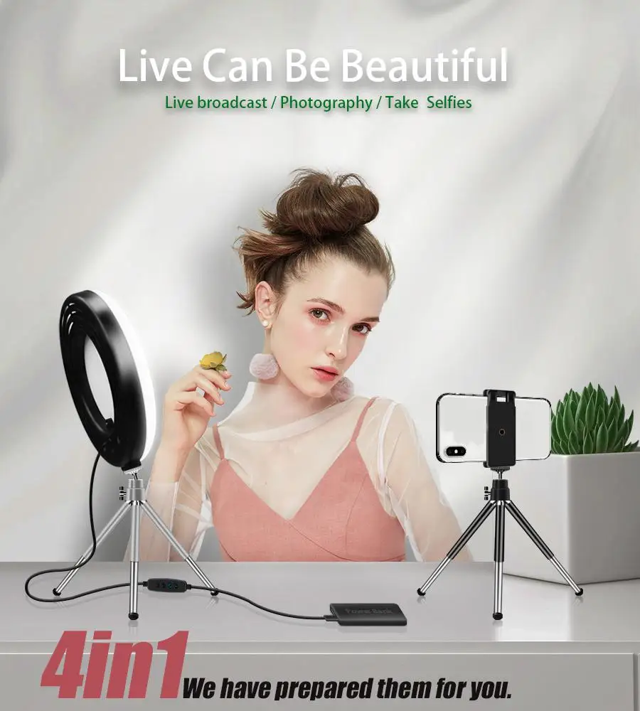 DishyKooker 4 in 1 Desktop Cosmetic Live Lamp 9 Inch LED Ring Light Dimmable Lighting for Makeup
DishyKooker 4 in 1 Desktop Cosmetic Live Lamp 9 Inch LED Ring Light Dimmable Lighting for Makeup