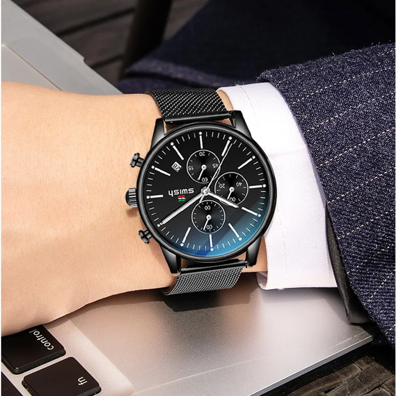 SWISH 2020 Top Brand Men's Quartz Wristwatch Stainless Steel Watch for Men Luxury Casual Waterproof Watches with Luminous