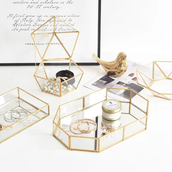 Gold Glass Storage Trays Nordic Makeup Organizer Sundries Serving Tray Dessert Plate Metal Decorative Tray Home Kitchen Decor
Gold Glass Storage Trays Nordic Makeup Organizer Sundries Serving Tray Dessert Plate Metal Decorative Tray Home Kitchen Decor