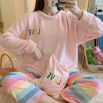 Flannel 2 Pieces Women Pajamas Set Autumn Winter 2020 Warm Cartoon Sleepwear Long Sleeve Nightgown For Female Pijama Homewear
Flannel 2 Pieces Women Pajamas Set Autumn Winter 2020 Warm Cartoon Sleepwear Long Sleeve Nightgown For Female Pijama Homewear