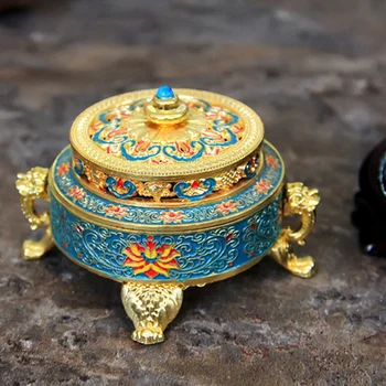 Incense Burner Holder Tibetan Style Painted Enamel Alloy Coil Incense Crafts Home Office Decoration Gift Blue Color
Incense Burner Holder Tibetan Style Painted Enamel Alloy Coil Incense Crafts Home Office Decoration Gift Blue Color
