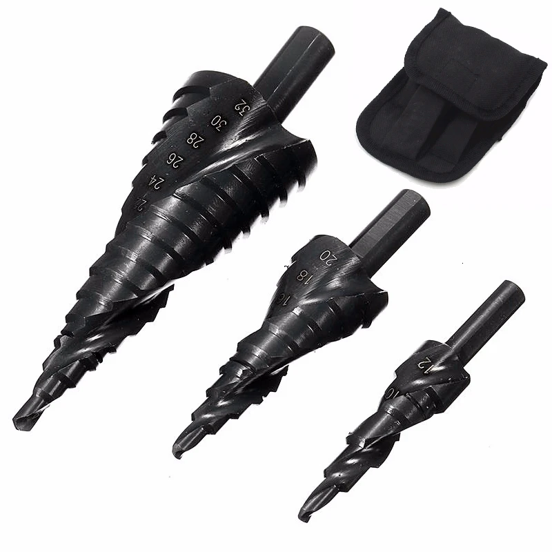 3PCS HSS Cobalt Step Stepped Drill Bit Set Nitrogen High Speed Steel Spiral Metal Cone Triangle Shank woodworking Hole tools
3PCS HSS Cobalt Step Stepped Drill Bit Set Nitrogen High Speed Steel Spiral Metal Cone Triangle Shank woodworking Hole tools