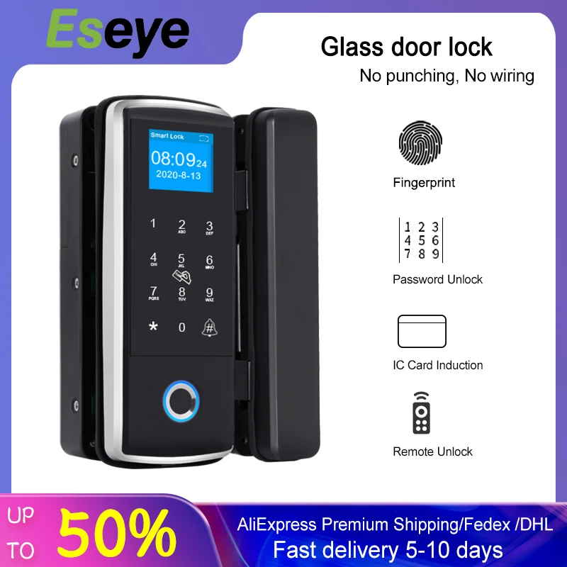 Glass Door Lock Biometric Smart Fingerprint Lock Band RFID And Digital Password Remote Control Unlock Office Electronic Lock
Glass Door Lock Biometric Smart Fingerprint Lock Band RFID And Digital Password Remote Control Unlock Office Electronic Lock