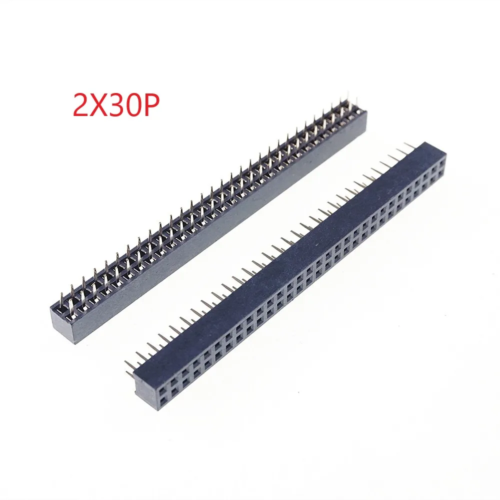 

1000pcs 2x30 P 60 Pin 2.00 mm Female Header Pin Headers Dual Row Straight Through Hole Insulator height 4.30mm Rohs 2mm pitch