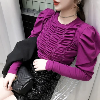 Vintage Full Sleeve blouse women New Spring Sexy Pleated blusas womens tops and blouses White Purple Blue Black 602
Vintage Full Sleeve blouse women New Spring Sexy Pleated blusas womens tops and blouses White Purple Blue Black 602