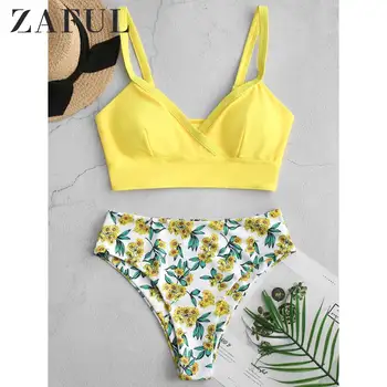 ZAFUL Floral Surplice High Cut Tankini Swimsuit Bikini Plunge 2019Wire Free Solid Bra and Floral Briefs Sexy Bikini Bathing Suit
ZAFUL Floral Surplice High Cut Tankini Swimsuit Bikini Plunge 2019Wire Free Solid Bra and Floral Briefs Sexy Bikini Bathing Suit