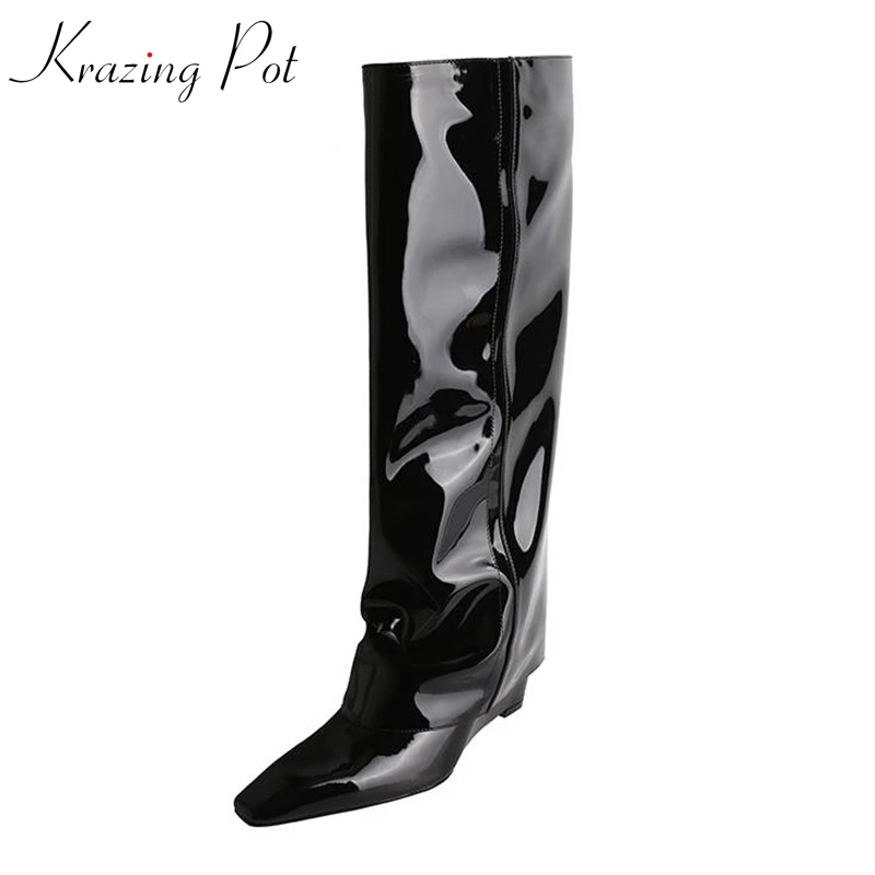 Krazing Pot Cow Leather Square Toe Riding Boots Zipper European Pleated Decoration High Heels Winter Luxury Knee-high Boots
Krazing Pot Cow Leather Square Toe Riding Boots Zipper European Pleated Decoration High Heels Winter Luxury Knee-high Boots