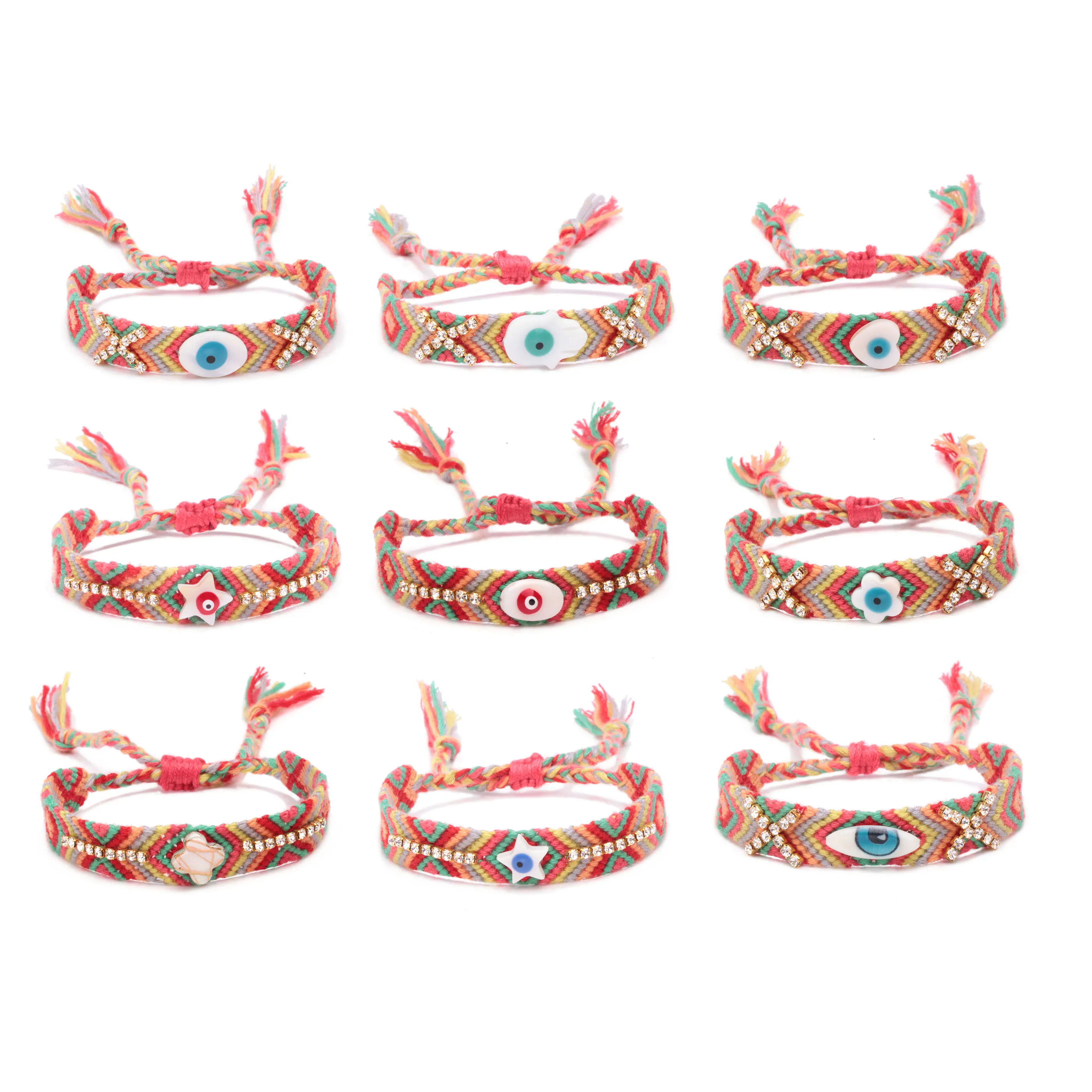 Boho Cowrie Shells Evil Eye Star Hamsa Hand Woven Friendship Bracelet White Seashell Red Blue Eyes Slide Knot Crystal Jewelry
Boho Cowrie Shells Evil Eye Star Hamsa Hand Woven Friendship Bracelet White Seashell Red Blue Eyes Slide Knot Crystal Jewelry