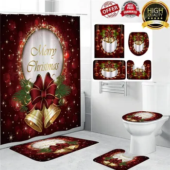 Christmas 3pcs Bathroom Shower Curtain Waterproof Christmas Bell Bath Curtain Set Toilet Seat Mat Non-Slip Bathroom Rug Set
Christmas 3pcs Bathroom Shower Curtain Waterproof Christmas Bell Bath Curtain Set Toilet Seat Mat Non-Slip Bathroom Rug Set
