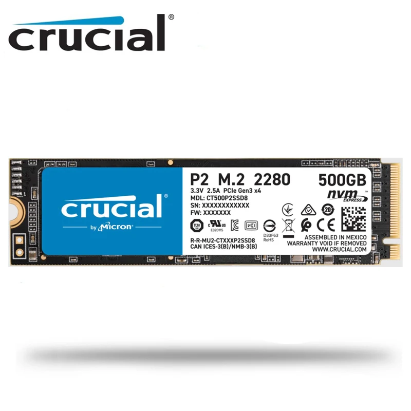 SSD-накопитель Crucial P2 500 Гб ТБ PCIe Gen3x4 M.2 2280 | Компьютеры и офис