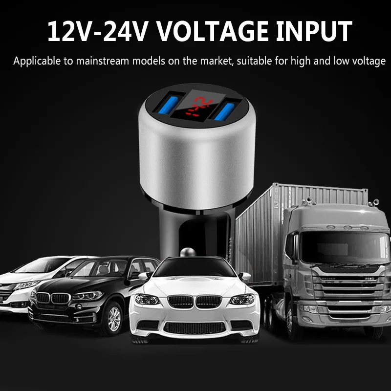 Quick Charge 3.1A Dual Ports USB Car Phone Charger with LED Display Screen Voltmeter 12V/24V Car Interior Accessories
Quick Charge 3.1A Dual Ports USB Car Phone Charger with LED Display Screen Voltmeter 12V/24V Car Interior Accessories