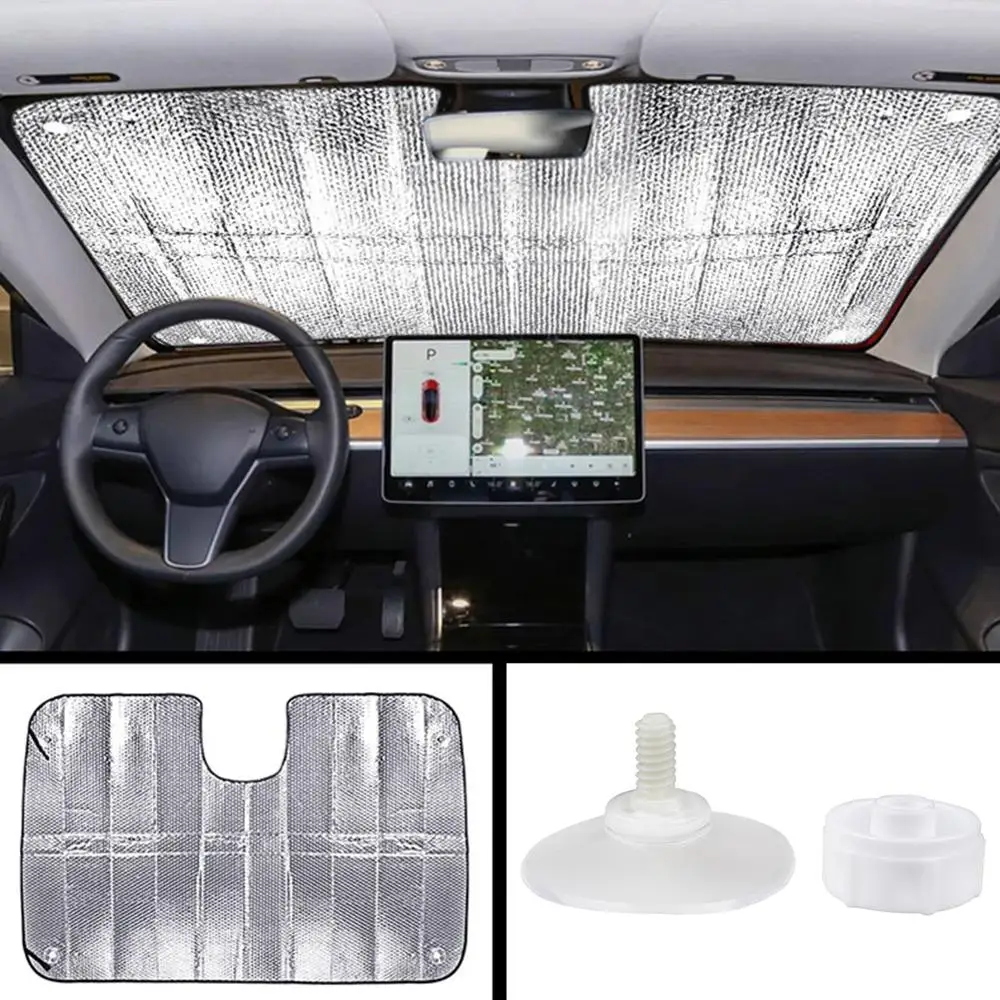 Windshield Sunshade for Tesla Model 3 Folding UV Ray Reflector Auto Front Window Sun Shade Visor Shield Cover Keeps Vehicle Cool
Windshield Sunshade for Tesla Model 3 Folding UV Ray Reflector Auto Front Window Sun Shade Visor Shield Cover Keeps Vehicle Cool