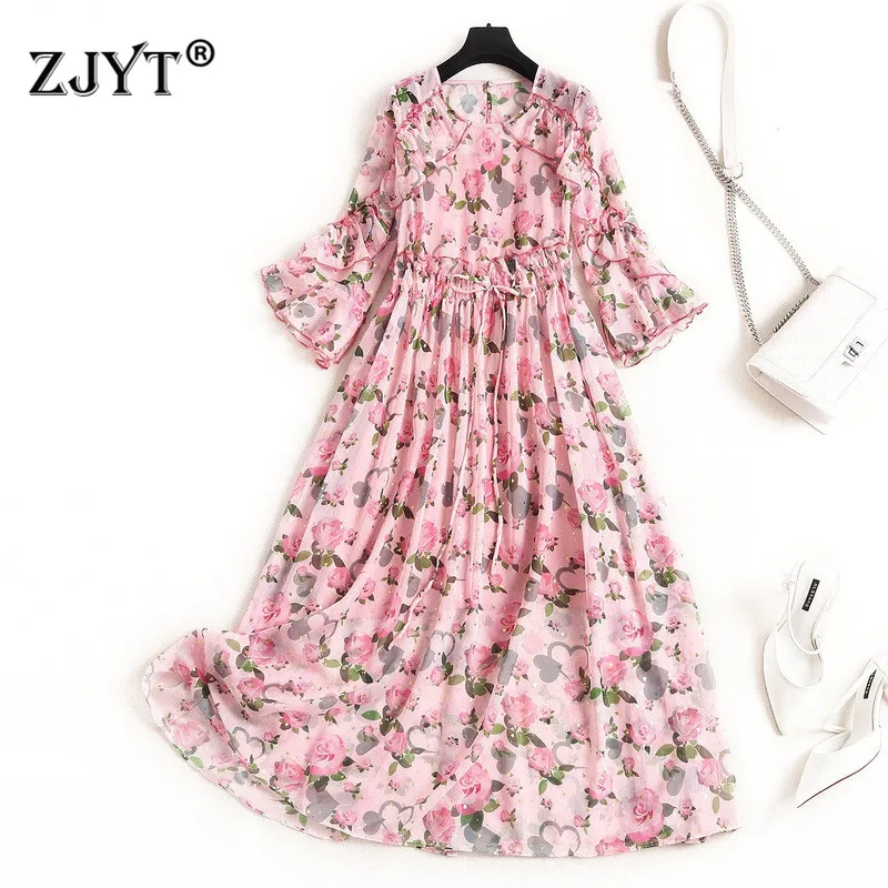 Spring New 2020 Fashion Floral Print Midi Chiffon Dress Women Designers Elegant Ruffles Bandage Waist Casual Holiday Beach Dress
Spring New 2020 Fashion Floral Print Midi Chiffon Dress Women Designers Elegant Ruffles Bandage Waist Casual Holiday Beach Dress