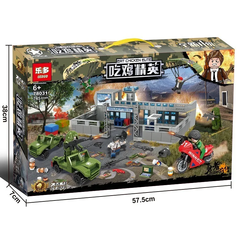 New 745pcs PUBG Air base Scenes Weapons Military Army WW2 Soldier Building Blocks SWAT City Toys
New 745pcs PUBG Air base Scenes Weapons Military Army WW2 Soldier Building Blocks SWAT City Toys