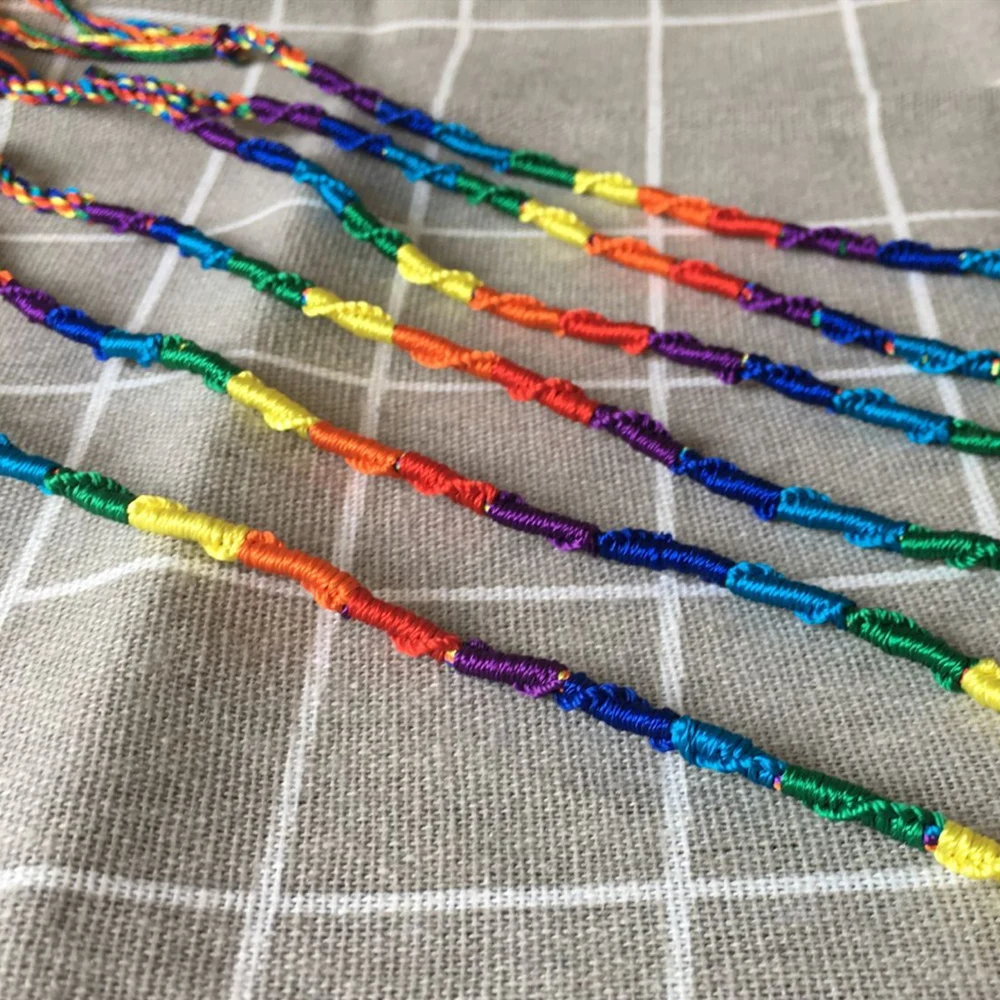 Фото ABL233(10) Bracelets Girls Gift DIY Charm Rope Bracelet Rainbow LGBT Pride Braid Strands Friendship Cord Handmade | Украшения и