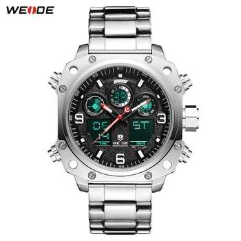 

WEIDE Fashion Sport Watch Casual Business Auto Date Stopwatch Analog Digital Stainless Steel Quartz Wristwatch Relogio Masculino