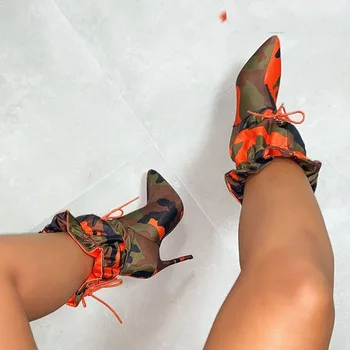 Drawstring Camouflage Contrast Orange Straps Side Zipper Women's Boots Pointed Toe Stiletto Heels High Heels 2020 New Style Shoe
Drawstring Camouflage Contrast Orange Straps Side Zipper Women's Boots Pointed Toe Stiletto Heels High Heels 2020 New Style Shoe
