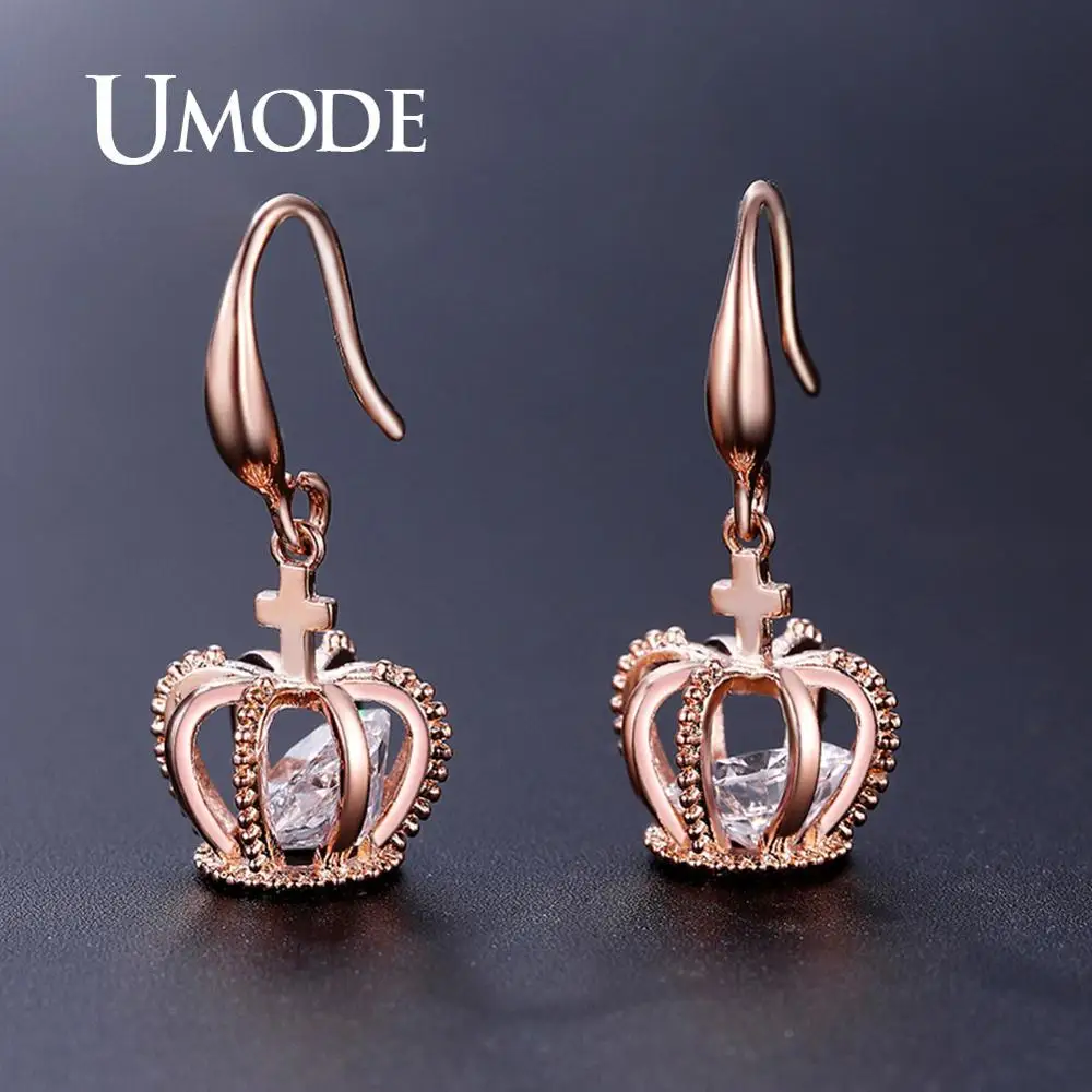 UMODE New Rose Gold Crown Drop Earrings Cross Dangle Earrings for Women AAA+ Clear CZ Wedding Jewelry Luxury Girls Party UE0466A 
UMODE New Rose Gold Crown Drop Earrings Cross Dangle Earrings for Women AAA+ Clear CZ Wedding Jewelry Luxury Girls Party UE0466A