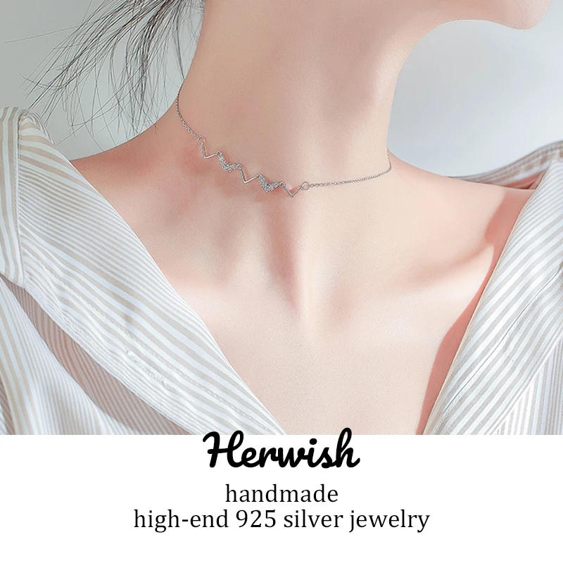 Женское колье чокер Herwish Wave из стерлингового серебра 925 пробы с блестящим