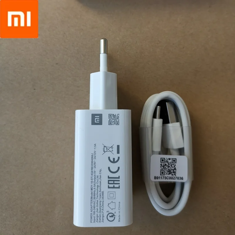 

Original xiaomi Mi9 SE fast wall charger QC 4.0 fast charger adapter 100cm USB 3.1 data cable for MI 9 SE 8 6 mix 2 2S 3