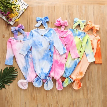 Baby Sleeping Bag Long-Sleeved Romper Fall V-neck Buttons Knitting Tie Dye Printed Clothes Headband 
Baby Sleeping Bag Long-Sleeved Romper Fall V-neck Buttons Knitting Tie Dye Printed Clothes Headband