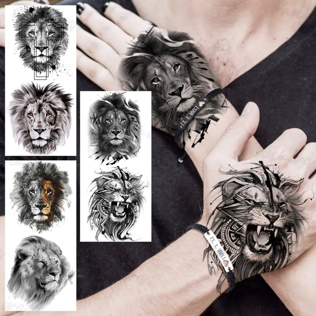 Black Lion Temporary Tattoos For Women Men Realistic Geometric Tribal Military Fake Tattoo Sticker Hand Arm Tatoos Waterproof 
Black Lion Temporary Tattoos For Women Men Realistic Geometric Tribal Military Fake Tattoo Sticker Hand Arm Tatoos Waterproof
