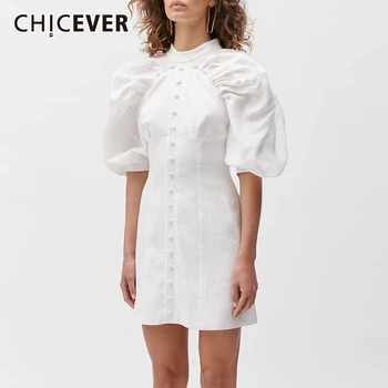 CHICEVER Ruched Slim Women's Dresses Stand Collar Puff Long Sleeve High Waist Causal Mini Dress Female 2020 Fashion New Clothing 
CHICEVER Ruched Slim Women's Dresses Stand Collar Puff Long Sleeve High Waist Causal Mini Dress Female 2020 Fashion New Clothing