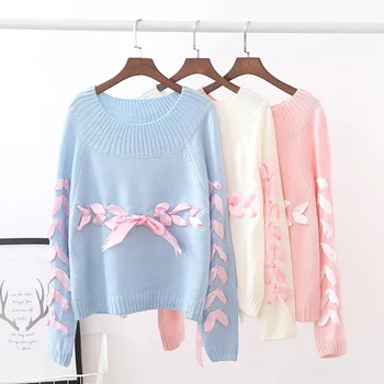 2020 Autumn New Fashion Trend Loose Casual Womens Ladies Ribbon Bow Tie Pullover Sweaters All-match Temperament Solid Color
2020 Autumn New Fashion Trend Loose Casual Womens Ladies Ribbon Bow Tie Pullover Sweaters All-match Temperament Solid Color