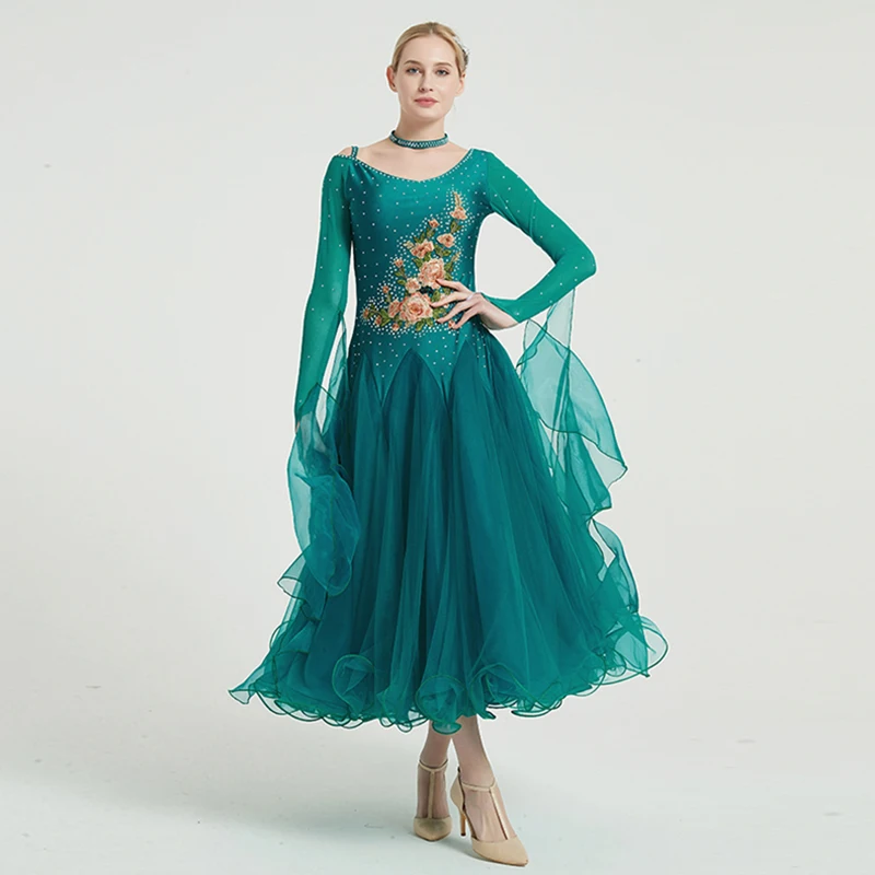 Women modern dance dress high-grade ballroom dance clothes standard ball dancing performance costumes waltz diamonds dress
Women modern dance dress high-grade ballroom dance clothes standard ball dancing performance costumes waltz diamonds dress