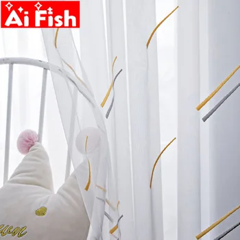 Colorful streak with gray yellow Embroidery Mesh Curtain fabrics for Children Bedroom Fresh Embroidered Screens Tulle MY205-5
Colorful streak with gray yellow Embroidery Mesh Curtain fabrics for Children Bedroom Fresh Embroidered Screens Tulle MY205-5