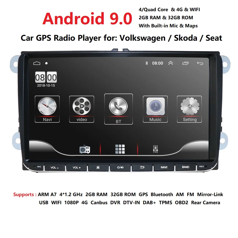 Android 9.0 9" 2din Car Auto Audio for VW POLO GOLF 5 6 POLO PASSAT B6 CC JETTA TIGUAN TOURAN EOS SHARAN SCIROCCO CADDY GPS Navi
Android 9.0 9" 2din Car Auto Audio for VW POLO GOLF 5 6 POLO PASSAT B6 CC JETTA TIGUAN TOURAN EOS SHARAN SCIROCCO CADDY GPS Navi