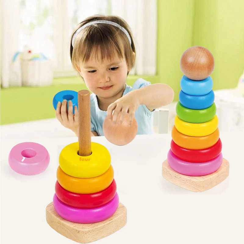 1 Pcs Cartoon Rainbow Stacking Ring Tower Cute Develop Intelligency Early Eduction Baby Stacking Block Wooden Toys Blocks Kids
1 Pcs Cartoon Rainbow Stacking Ring Tower Cute Develop Intelligency Early Eduction Baby Stacking Block Wooden Toys Blocks Kids