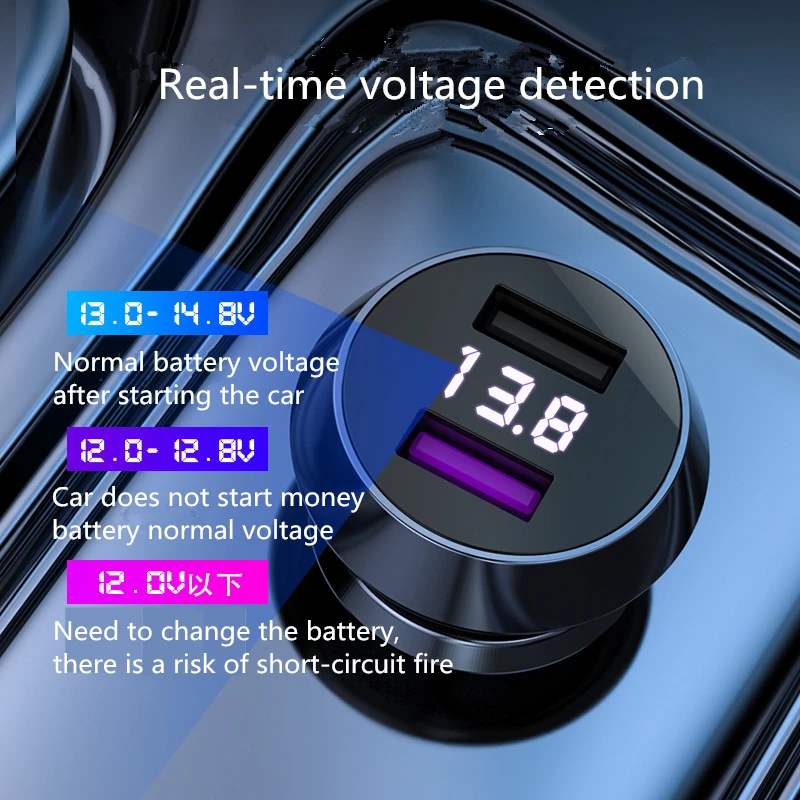 1PC Double Usb Smart 5A Digital Display Car Charger Qc3.0 Fast Charge Car Charger Car Supplies For iPhone Charging In Car Auto
1PC Double Usb Smart 5A Digital Display Car Charger Qc3.0 Fast Charge Car Charger Car Supplies For iPhone Charging In Car Auto