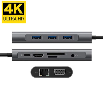 USB C 3.1 to 1000M RJ45 Hub Adapter 4K 30HZ HDMI USB-C PD VGA 1080P 3.5MM AUX Audio Jack Micro/SD Slot for Macbook Air Pro
USB C 3.1 to 1000M RJ45 Hub Adapter 4K 30HZ HDMI USB-C PD VGA 1080P 3.5MM AUX Audio Jack Micro/SD Slot for Macbook Air Pro