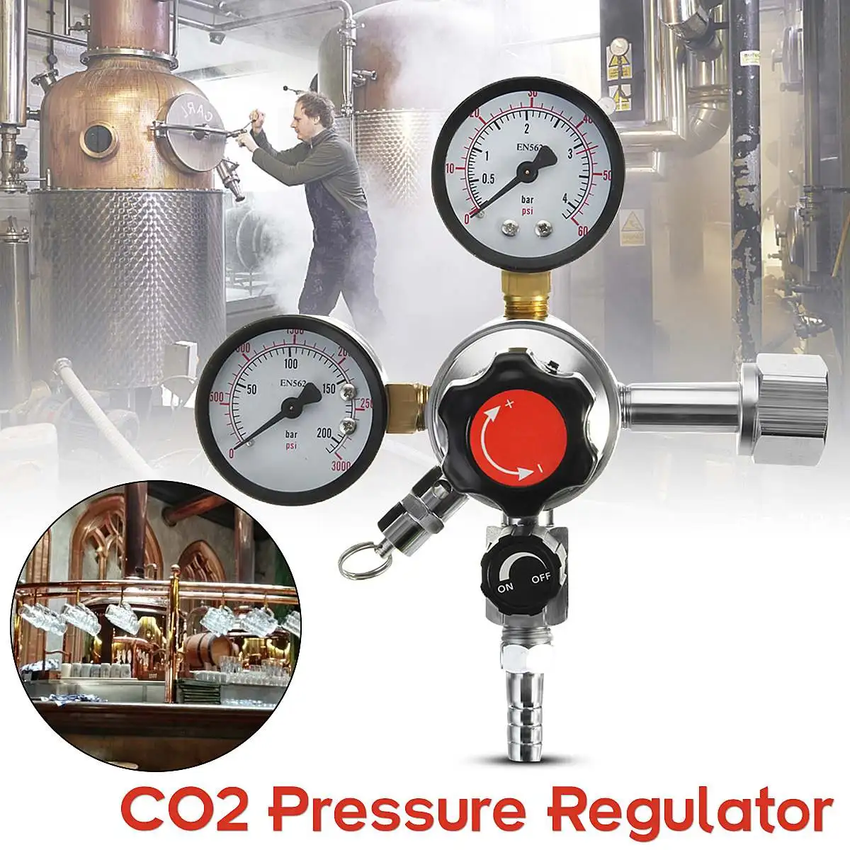 CO2 Gas Bottle Regulator Carbon Dioxide CO2 Regulators Pressure Reducer For Beverage Beer Double Gauge Regulator
CO2 Gas Bottle Regulator Carbon Dioxide CO2 Regulators Pressure Reducer For Beverage Beer Double Gauge Regulator